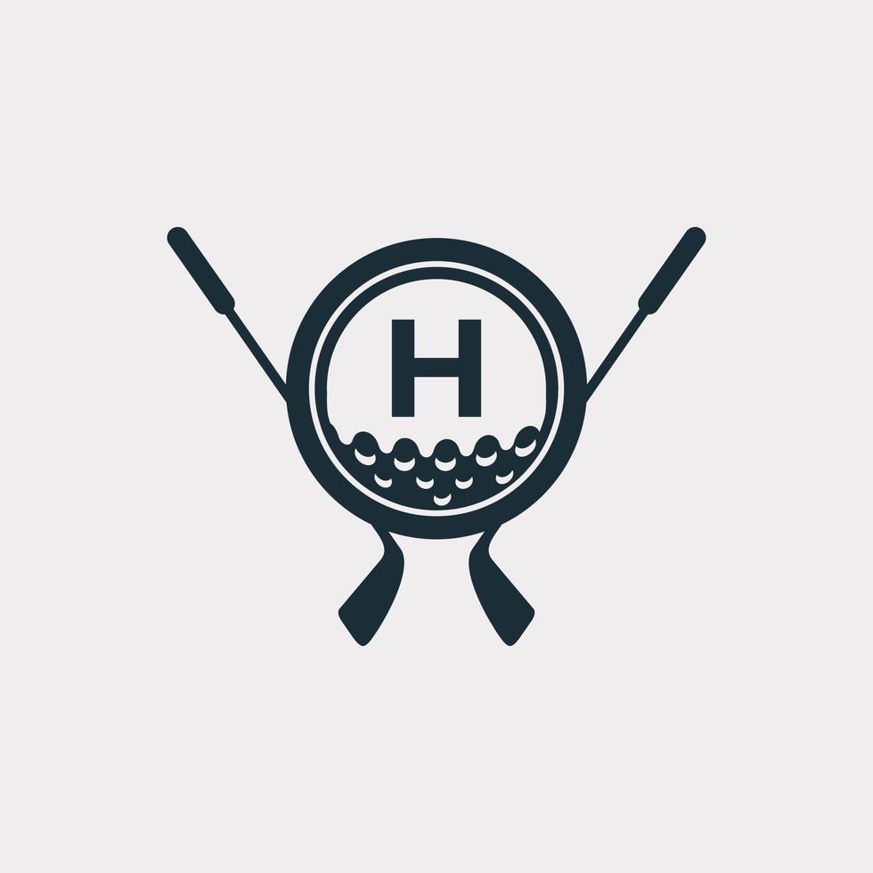 logotipo do esporte de golfe. letra h para modelo de vetor de design de logotipo de golfe. vetor eps10