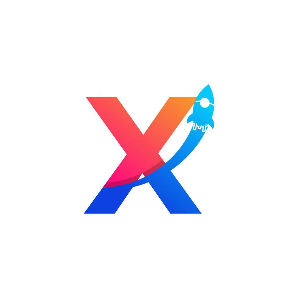 letra inicial x com símbolo do ícone do logotipo do foguete. bom para logotipos de empresas, viagens, start up e logística vetor
