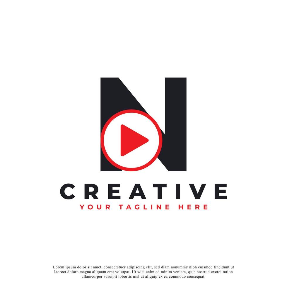 ícone de letra n jogo moderno criativo. elemento de logotipo de música e vídeo. utilizável para logotipos de negócios e tecnologia. vetor