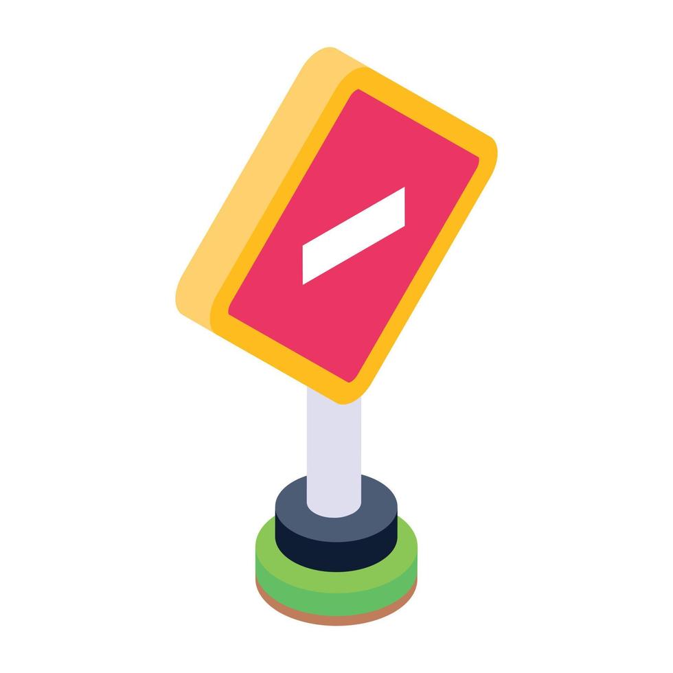 ícone de estilo isométrico moderno de aviso de bloqueio de estrada vetor