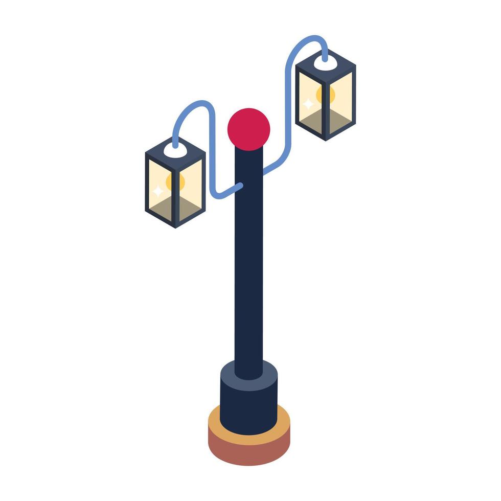 poste de luz no ícone moderno isométrico vetor