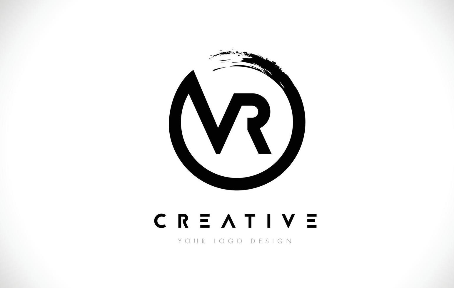 vr logotipo de carta circular com design de pincel círculo e fundo branco. vetor