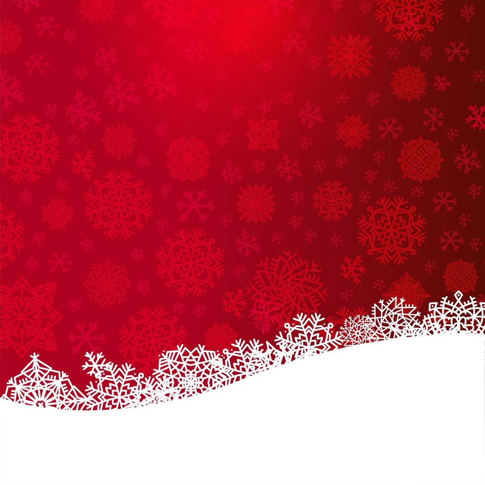 fundo vermelho de natal com flocos de neve brancos cortados em papel vetor