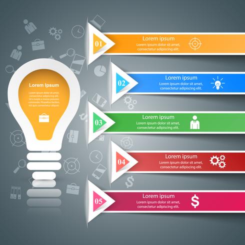 Projeto infográfico. Lâmpada, ícone de luz. vetor