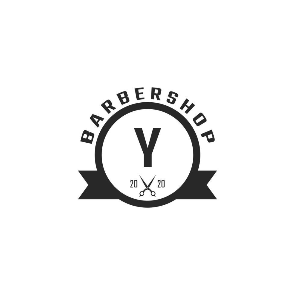 letra y emblema de barbearia vintage e inspiração de design de logotipo vetor