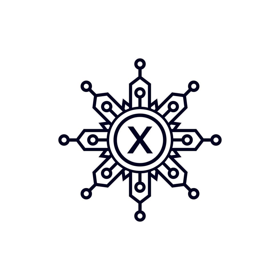 elemento de modelo de design de logotipo de círculo inicial de tecnologia de letra x. vetor