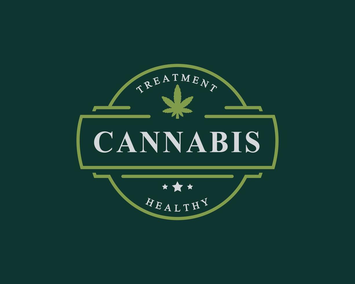 emblema retrô vintage para maconha cannabis maconha maconha folha thc cbd saúde e terapia médica logotipo emblema design símbolo vetor