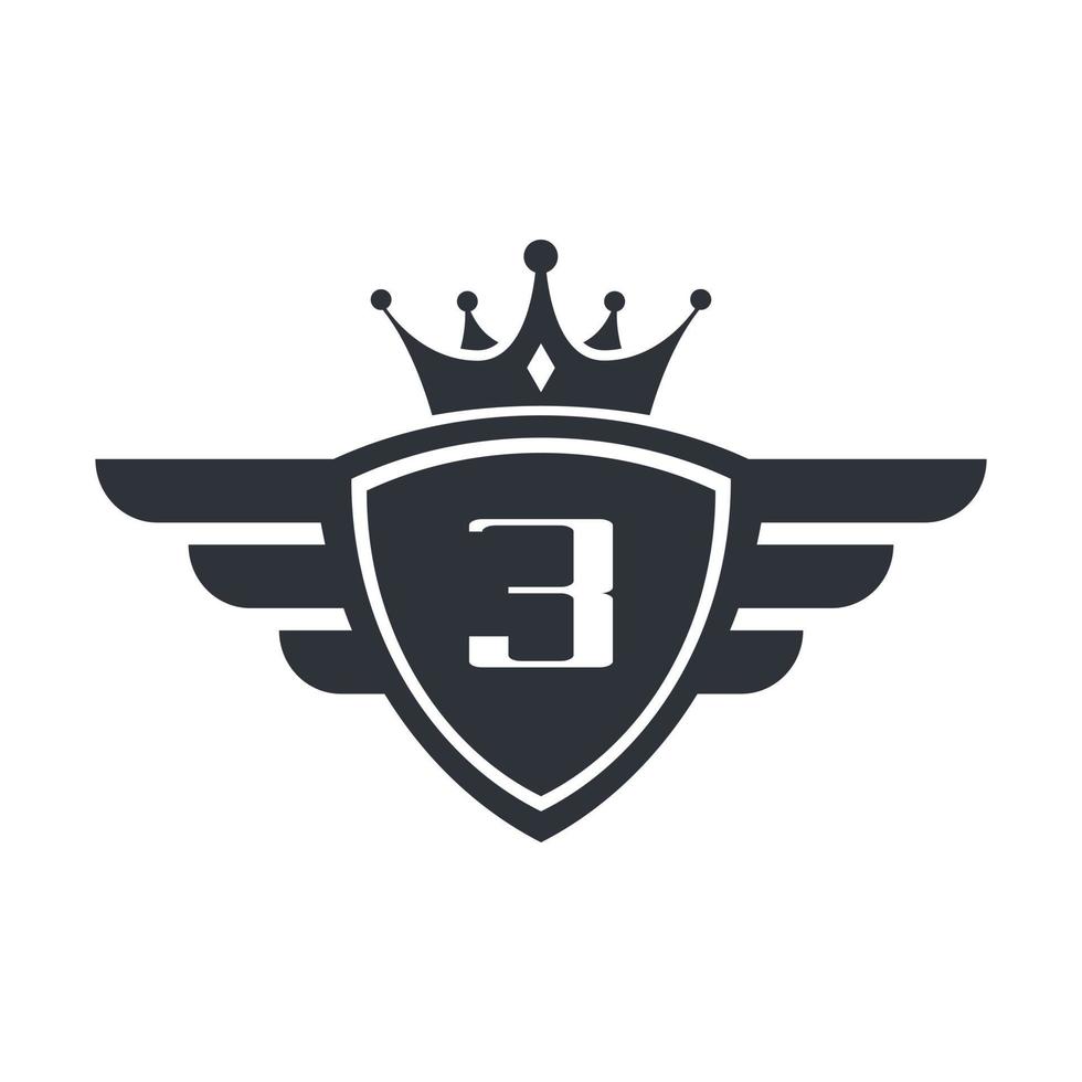 inspiração de design de logotipo de emblema de vitória de esporte real número 3 vetor