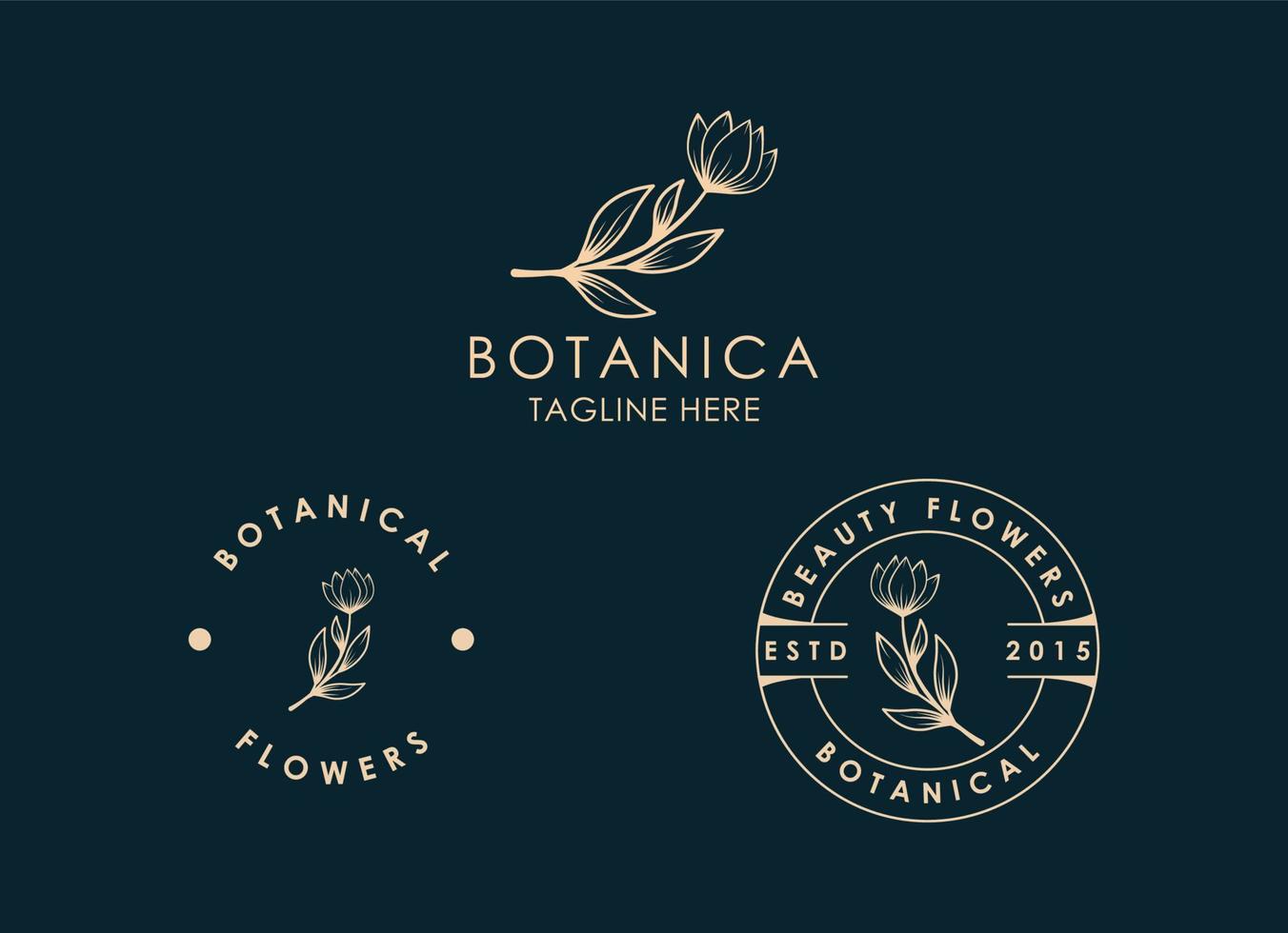 vetor de designs de logotipo de flores minimalistas