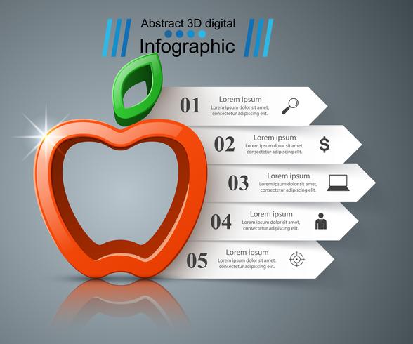 Infográfico de negócios de papel. Ícone da Apple. vetor