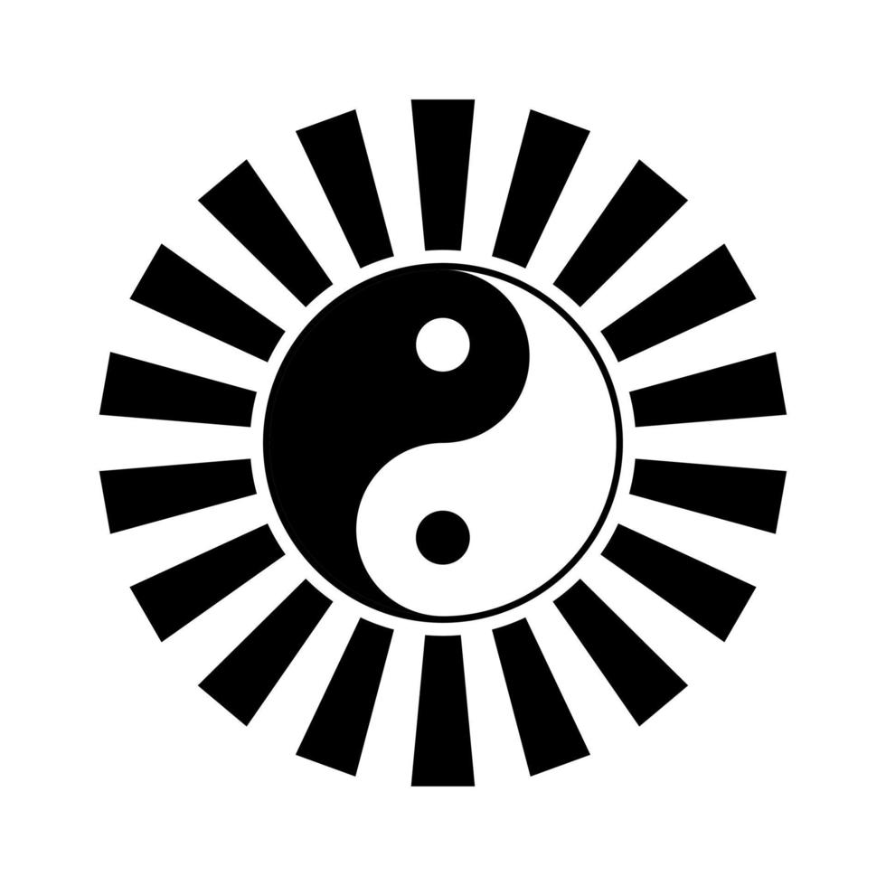 yin yang com raio de sol. ícone yin e yang em moderno estilo plano isolado no fundo. símbolo de página de ícone yin e yang para o design do seu site logotipo do ícone yin e yang, vetor