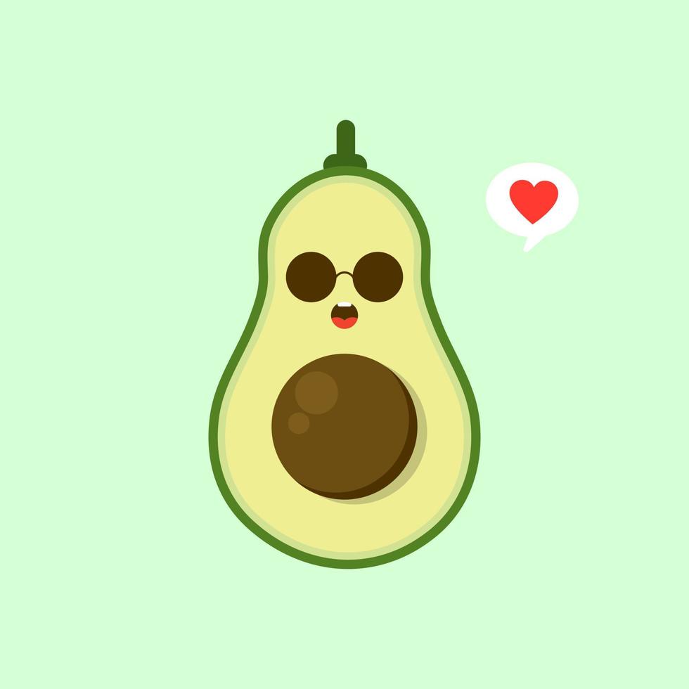 engraçado feliz fofo feliz sorrindo abacate. ícone de ilustração vetorial kawaii de personagem de desenho animado plana. isolado na cor de fundo. conceito de abacate de frutas vetor