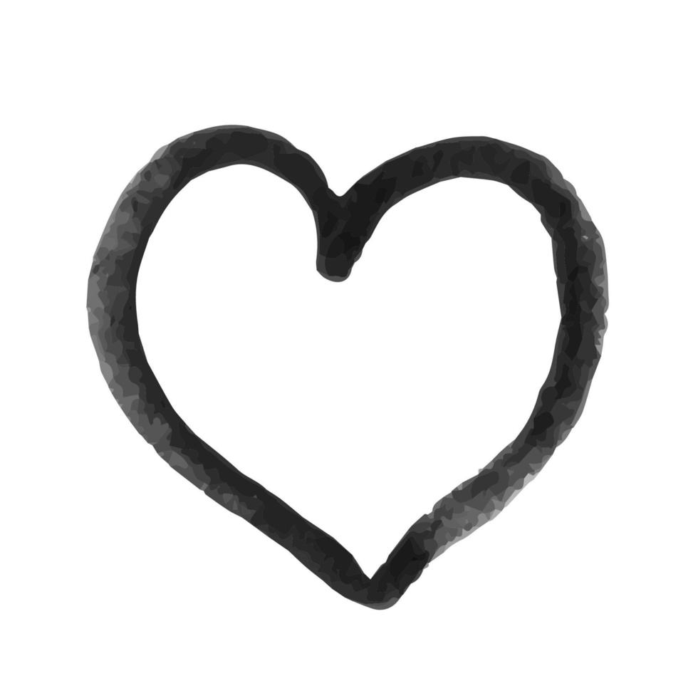 coração desenhado à mão. pincelada texturizada de meio-tom. forma de coração grunge pintada em aquarela. sinal de dia dos namorados. símbolo de amor. fácil de editar elemento vetorial de design. vetor