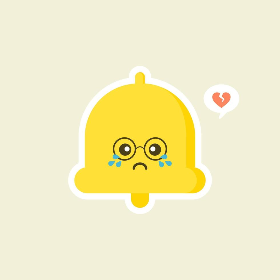 design plano de sino de mão kawaii. notificações felizes, anúncios. alarme de lembrete. emoji, emoticon. ilustração vetorial fofa isolada vetor