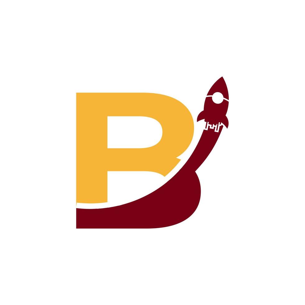 letra inicial b com símbolo do ícone do logotipo do foguete. bom para logotipos de empresas, viagens, start up e logística vetor