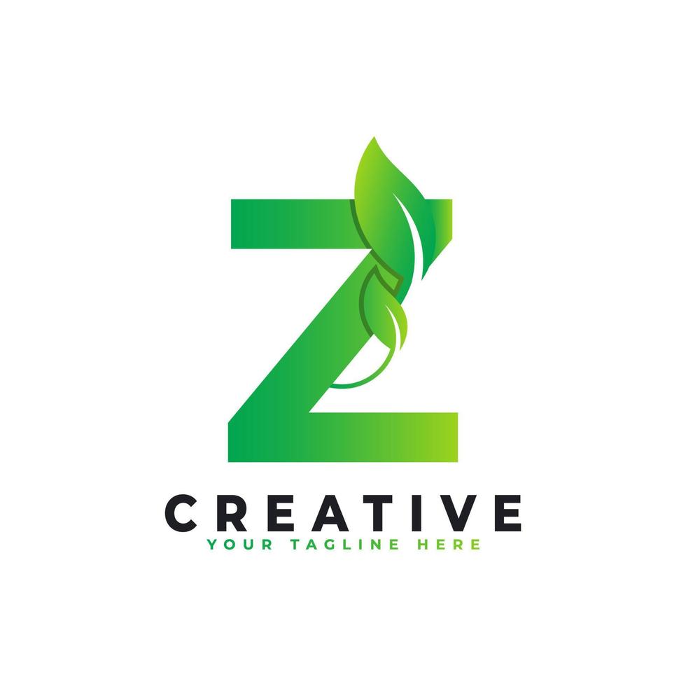 design de logotipo de natureza verde folha letra z. logotipo do monograma. ícone do alfabeto de folhas verdes. utilizável para logotipos de negócios, ciência, saúde, médicos e natureza vetor