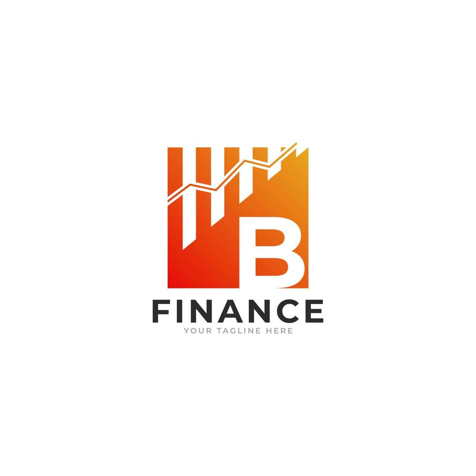 inspiração de design de logotipo de finanças de barra de gráfico de letra inicial b vetor
