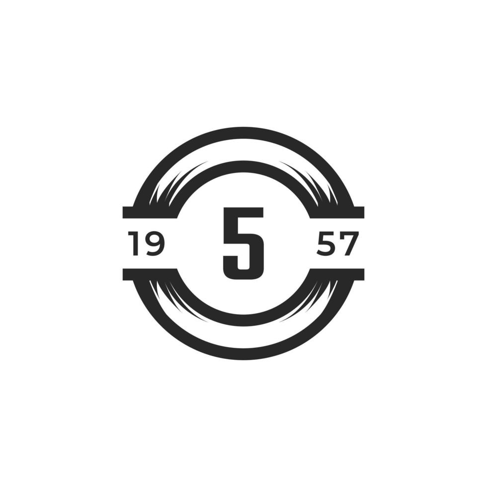 elemento de modelo de design de logotipo vintage insígnia número 5. adequado para identidade, etiqueta, crachá, café, vetor de ícone do hotel