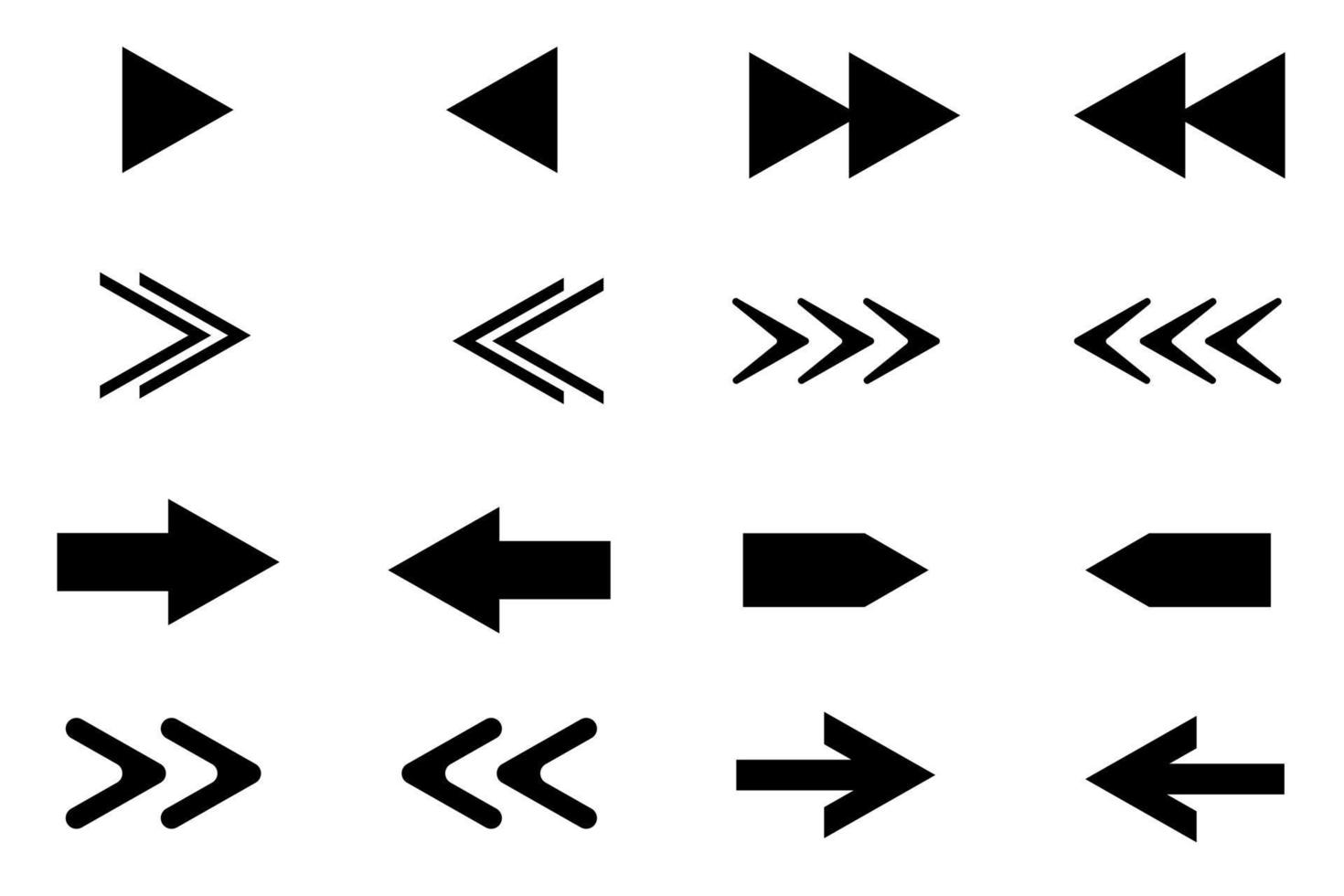vetor de ícone de conjunto de seta apontando simples