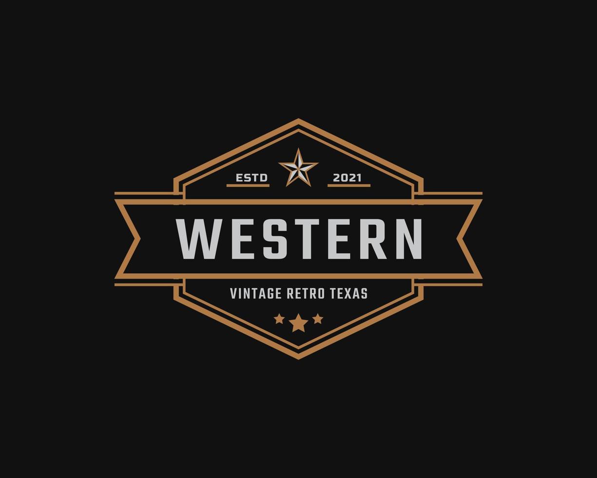distintivo de rótulo retrô vintage clássico para inspiração de design de logotipo de país ocidental texas vetor