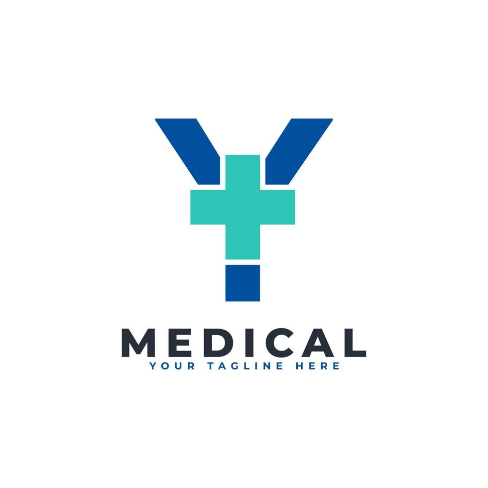letra y cruz mais logotipo. utilizável para logotipos de negócios, ciências, saúde, médicos, hospitais e natureza. vetor