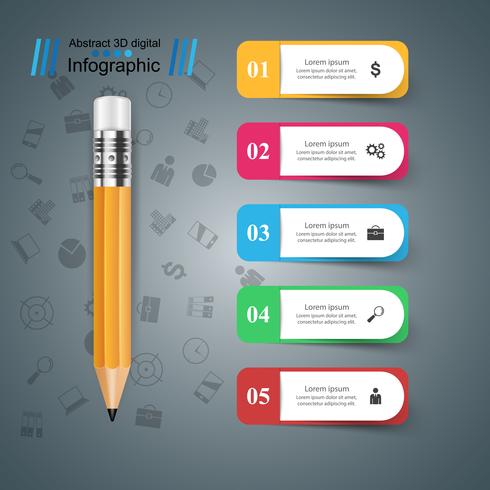 Lápis, ícone da educação. Infográfico de negócios. vetor