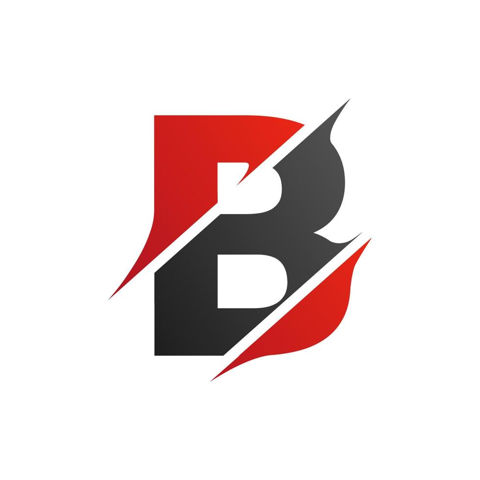 letra inicial b logotipo de estilo de fatia. design de modelo vetor
