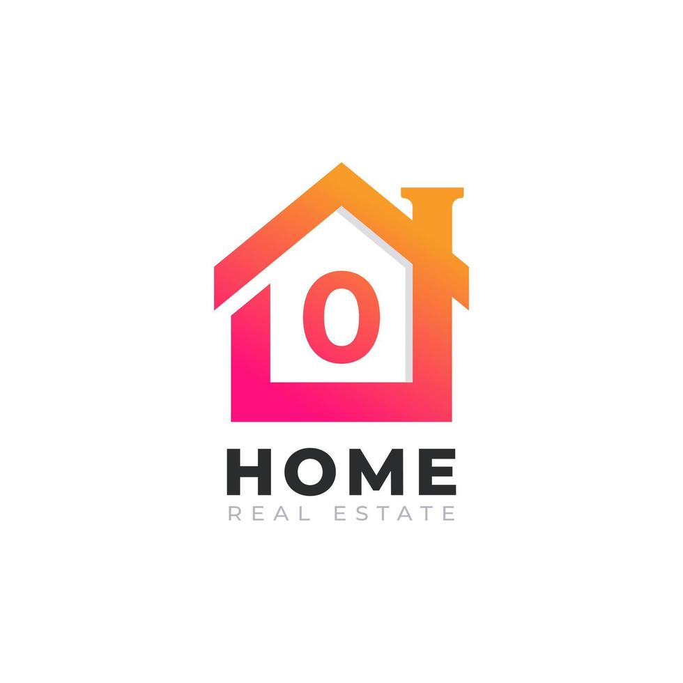 design inicial do logotipo da casa número 0. conceito de logotipo imobiliário. ilustração vetorial vetor