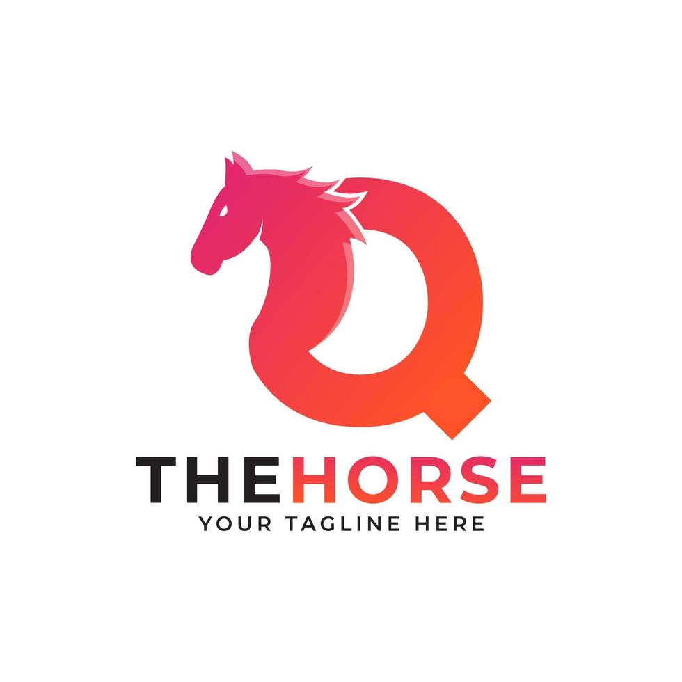 letra inicial criativa q com conceito de vetor de logotipo de cabeça de cavalo ou garanhão