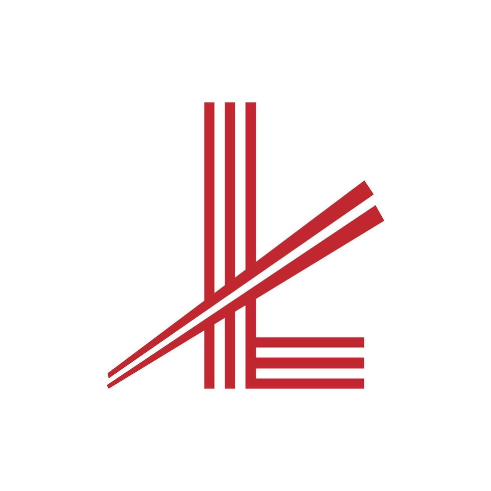 letra l símbolo de logotipo de vetor de macarrão japonês. adequado para inspiração de logotipo de restaurantes japoneses.