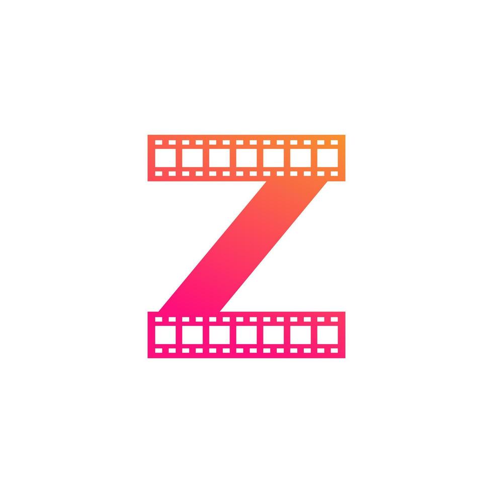 letra inicial z com tira de filme de listras de carretel para inspiração de logotipo de estúdio de produção de cinema de filme vetor