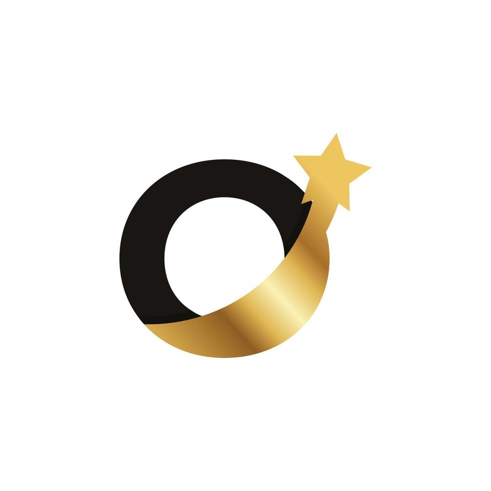letra inicial o elemento de modelo de símbolo de ícone de logotipo de estrela dourada vetor