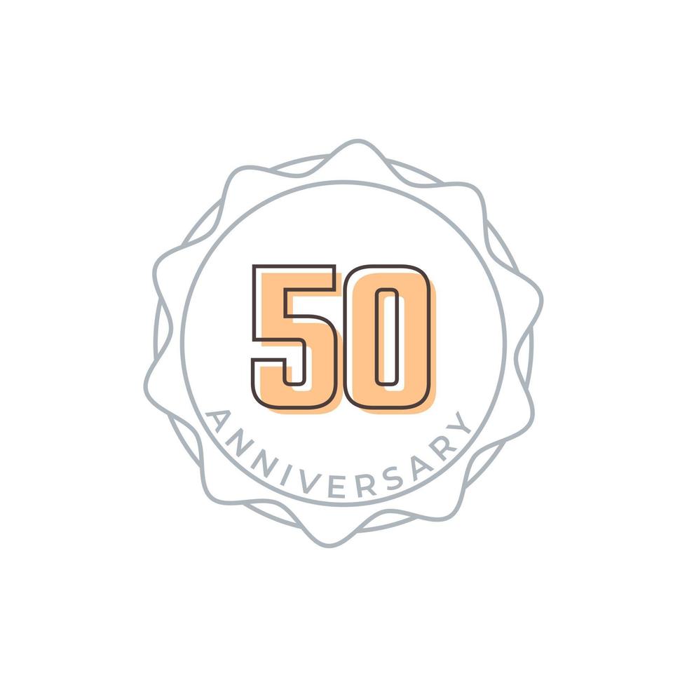Distintivo de vetor de comemoração de aniversário de 50 anos. saudação de feliz aniversário celebra ilustração de design de modelo