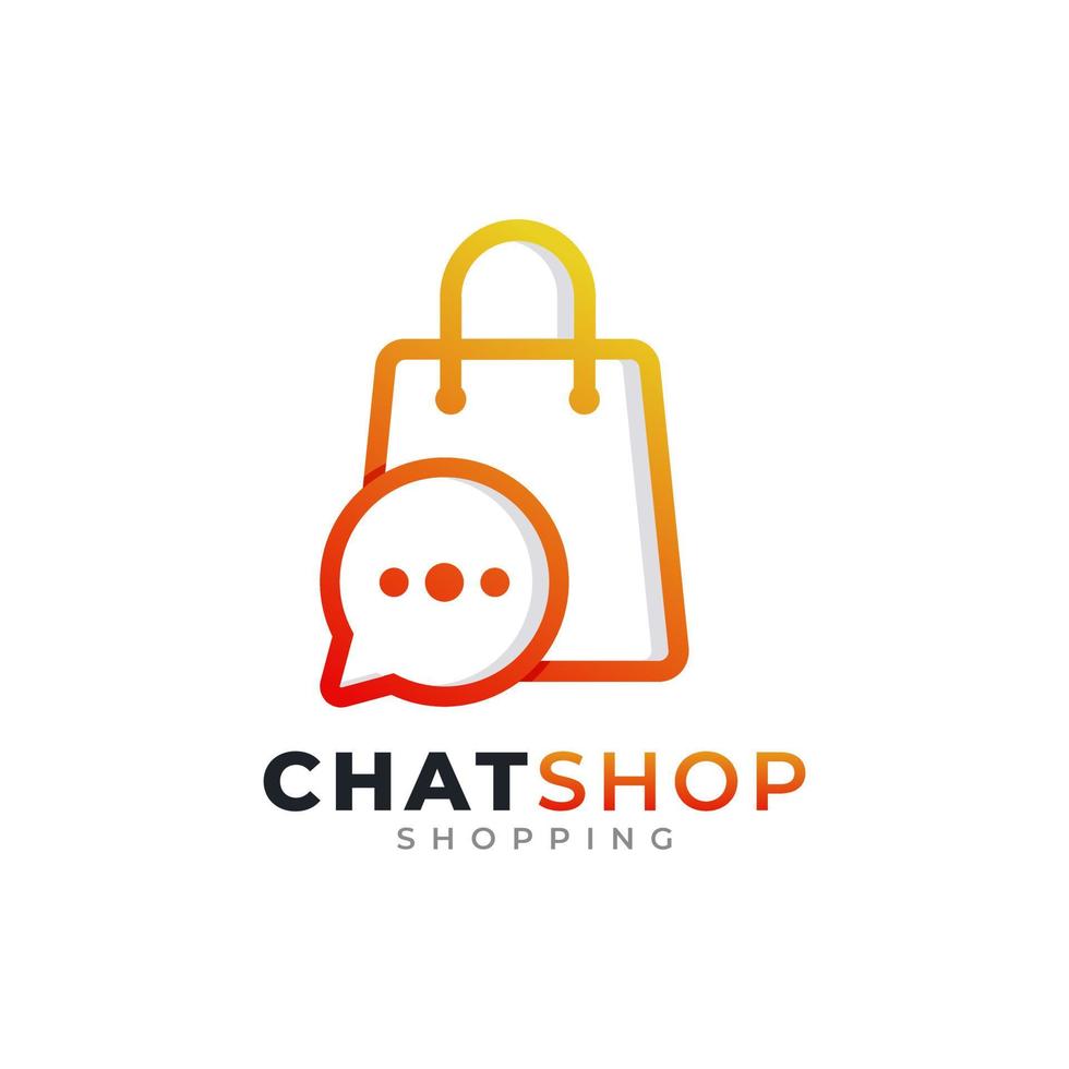 chat de loja e elemento de modelo de design de logotipo de compras vetor