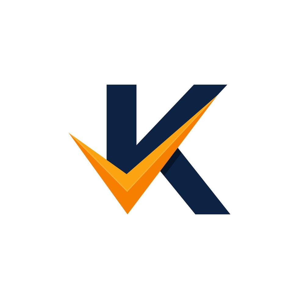 logotipo aprovado. modelo de design de logotipo de verificação de letra inicial k. vetor eps10