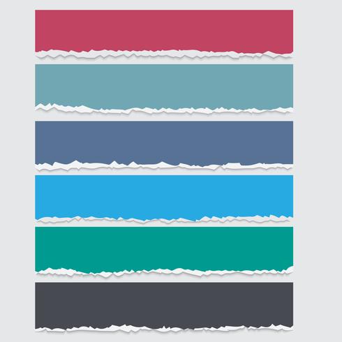 Vector conjunto de bandeiras de papel rasgado coloridas com espaço para texto