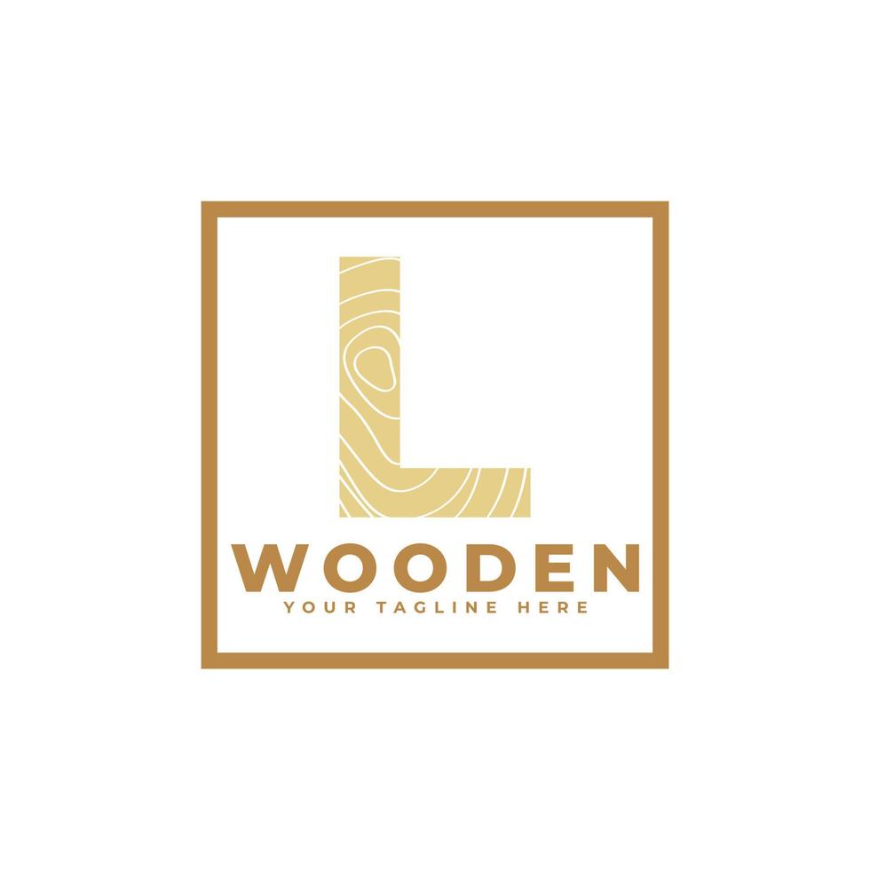 letra l com textura de madeira e logotipo de forma quadrada. utilizável para logotipos de negócios, arquitetura, imobiliário, construção e construção vetor
