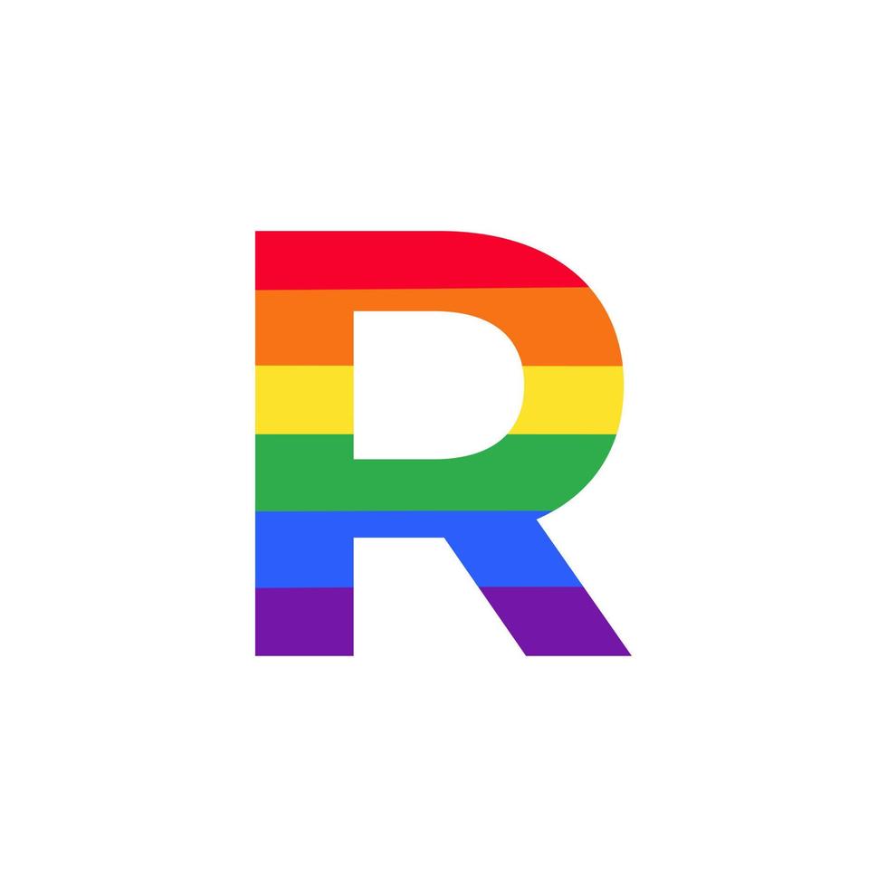 letra r colorida em inspiração de design de logotipo de cor do arco-íris para o conceito lgbt vetor