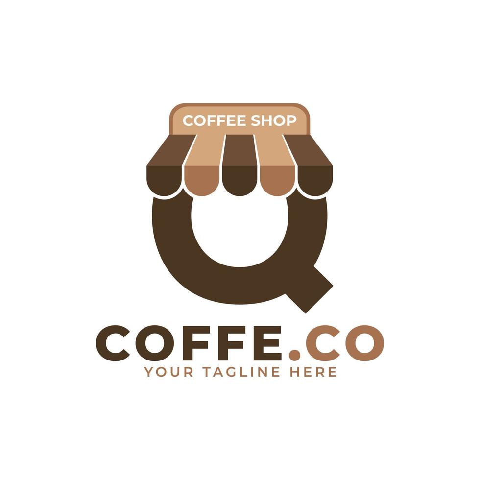 hora do café. moderna letra inicial q ilustração vetorial de logotipo de cafeteria vetor