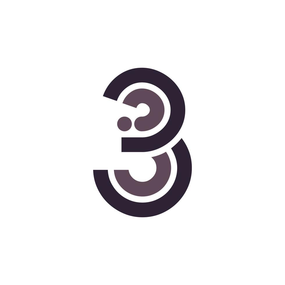 estilo de linha múltipla de logotipo número 3 com inspiração de design de vetor de ícone de símbolo de ponto