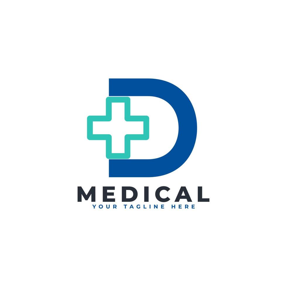 letra d cruz mais logotipo. utilizável para logotipos de negócios, ciências, saúde, médicos, hospitais e natureza. vetor