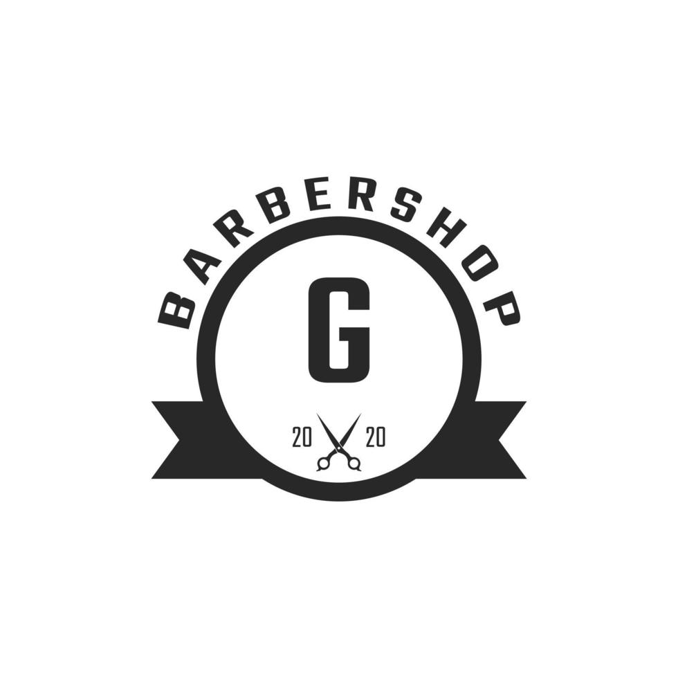 letra g emblema de barbearia vintage e inspiração de design de logotipo vetor