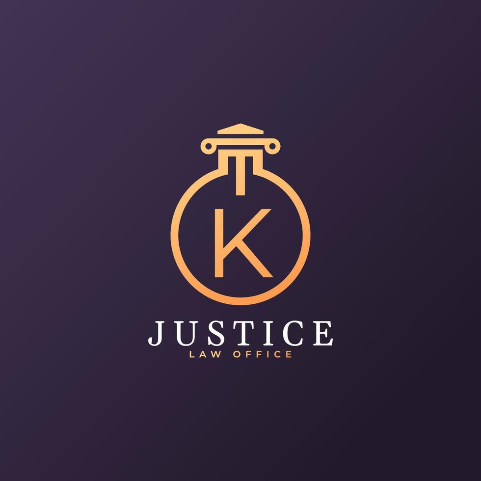 elemento de modelo de design de logotipo de letra k de escritório de advocacia vetor