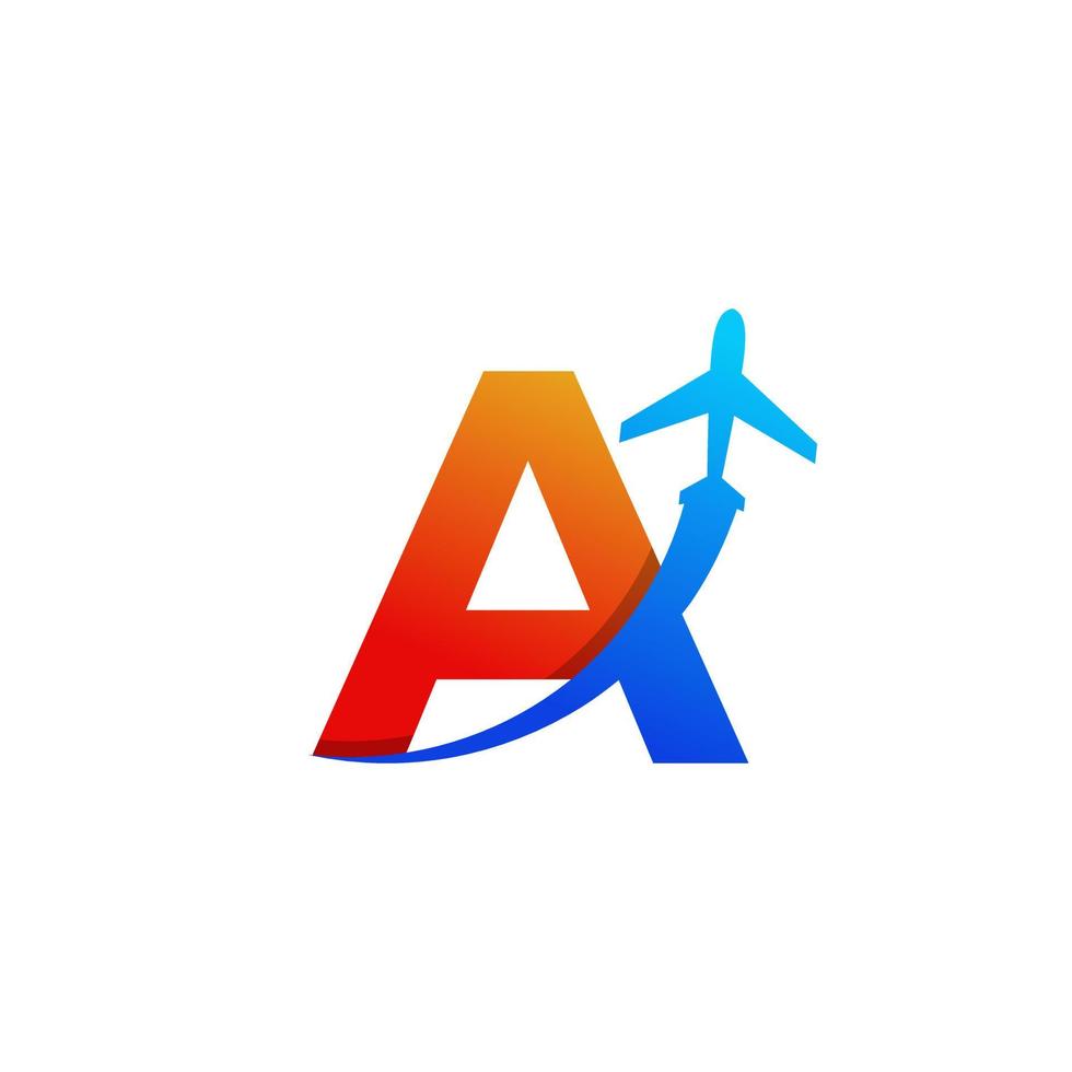 letra inicial uma viagem com elemento de modelo de design de logotipo de voo de avião vetor