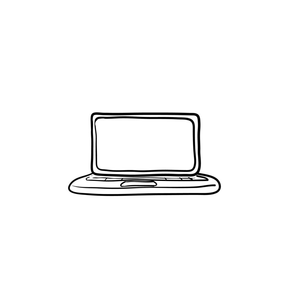 ilustração de ícone de laptop com vetor de estilo doodle desenhado à mão isolado