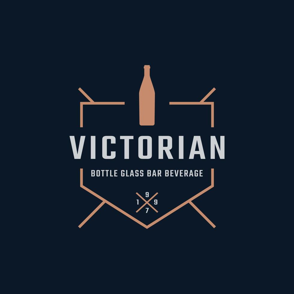 luxo vintage rótulo retrô emblema emblema floral vitoriano garrafa de vinho barra de vidro bebida inspiração design de logotipo vetor