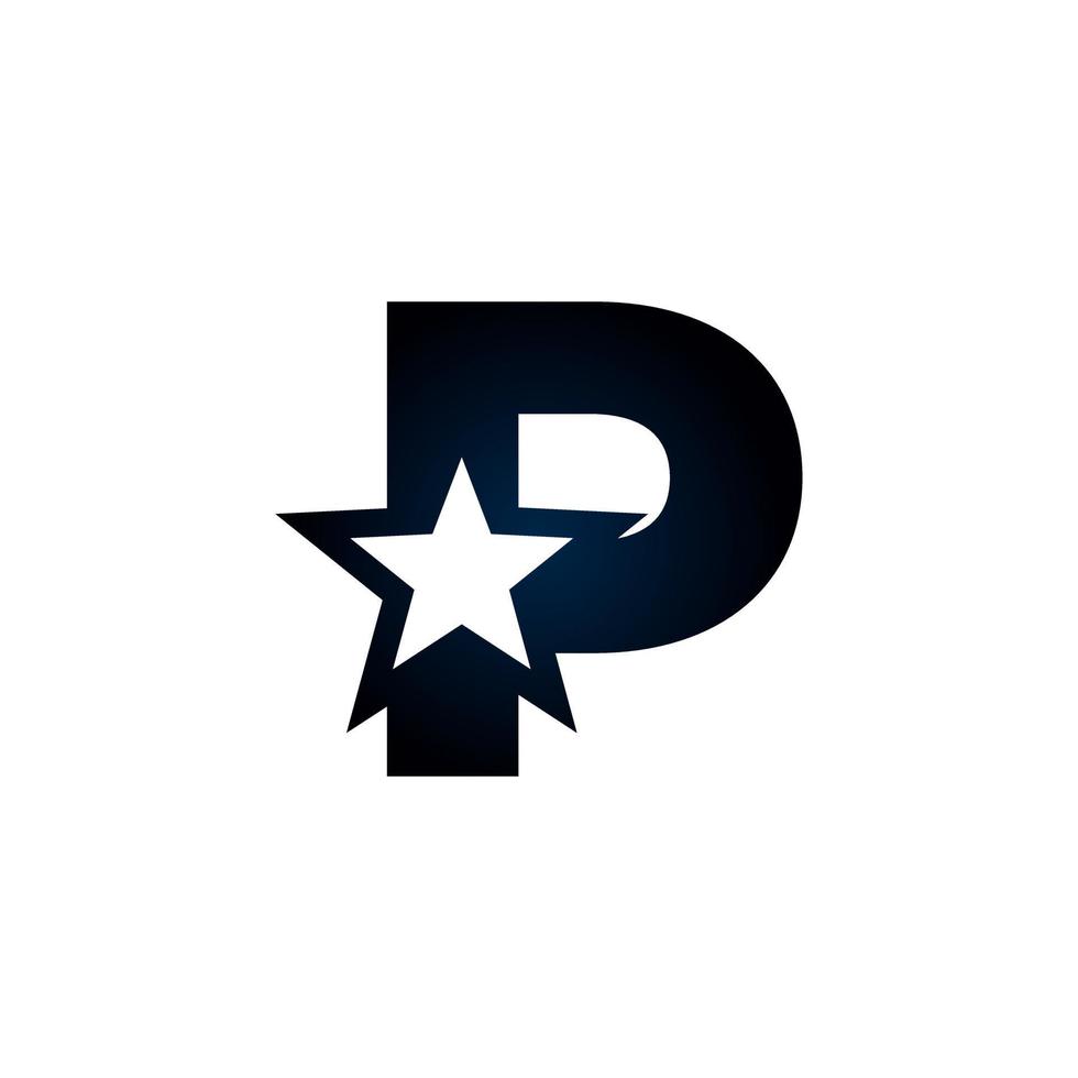 letra p logotipo da estrela. utilizável para logotipos de vencedores, prêmios e premium. vetor