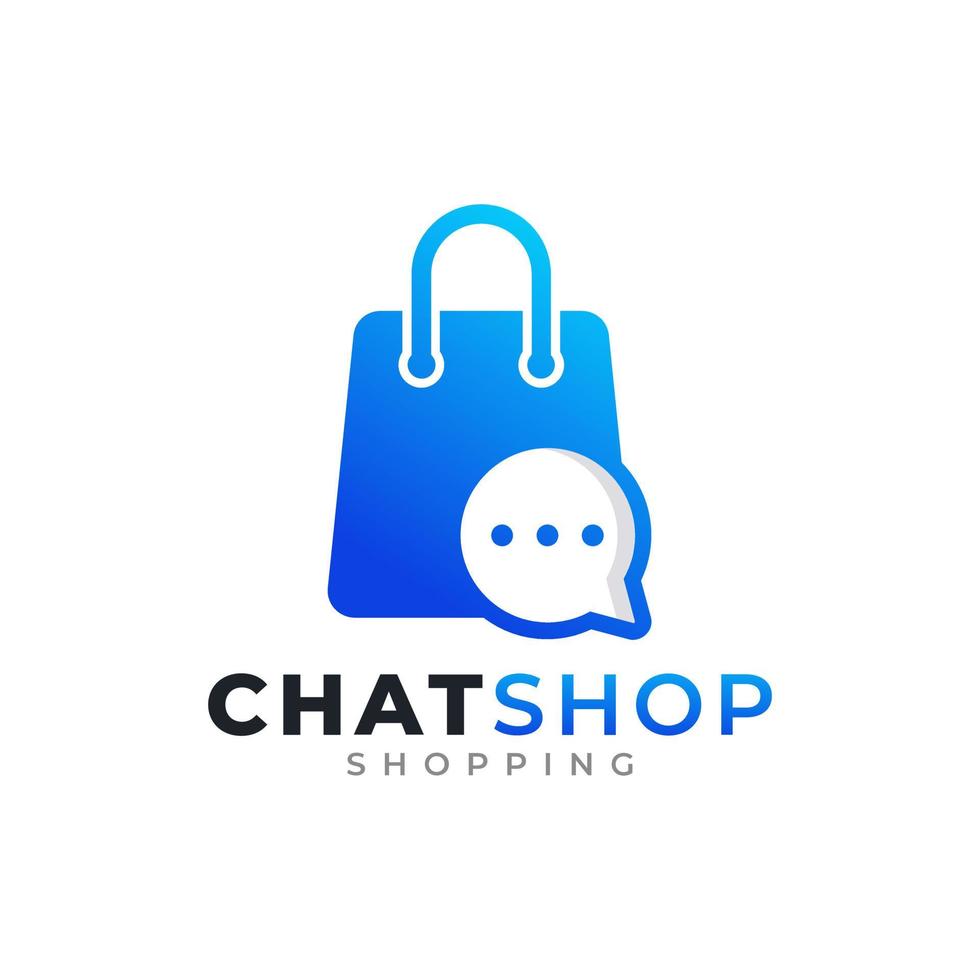 chat de loja e elemento de modelo de design de logotipo de compras vetor