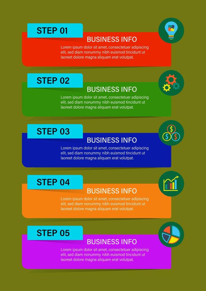 modelo de design gráfico de informações com 5 opções ou etapas vetor