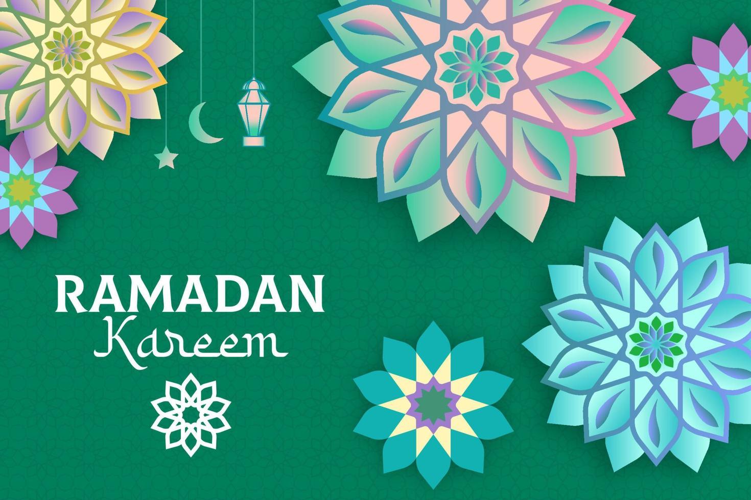 modelo de design de papel de parede ramadan kareem com estilo mandala vetor